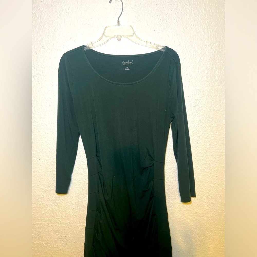 Isabel Maternity dark green fitted long sleeve dress size XS